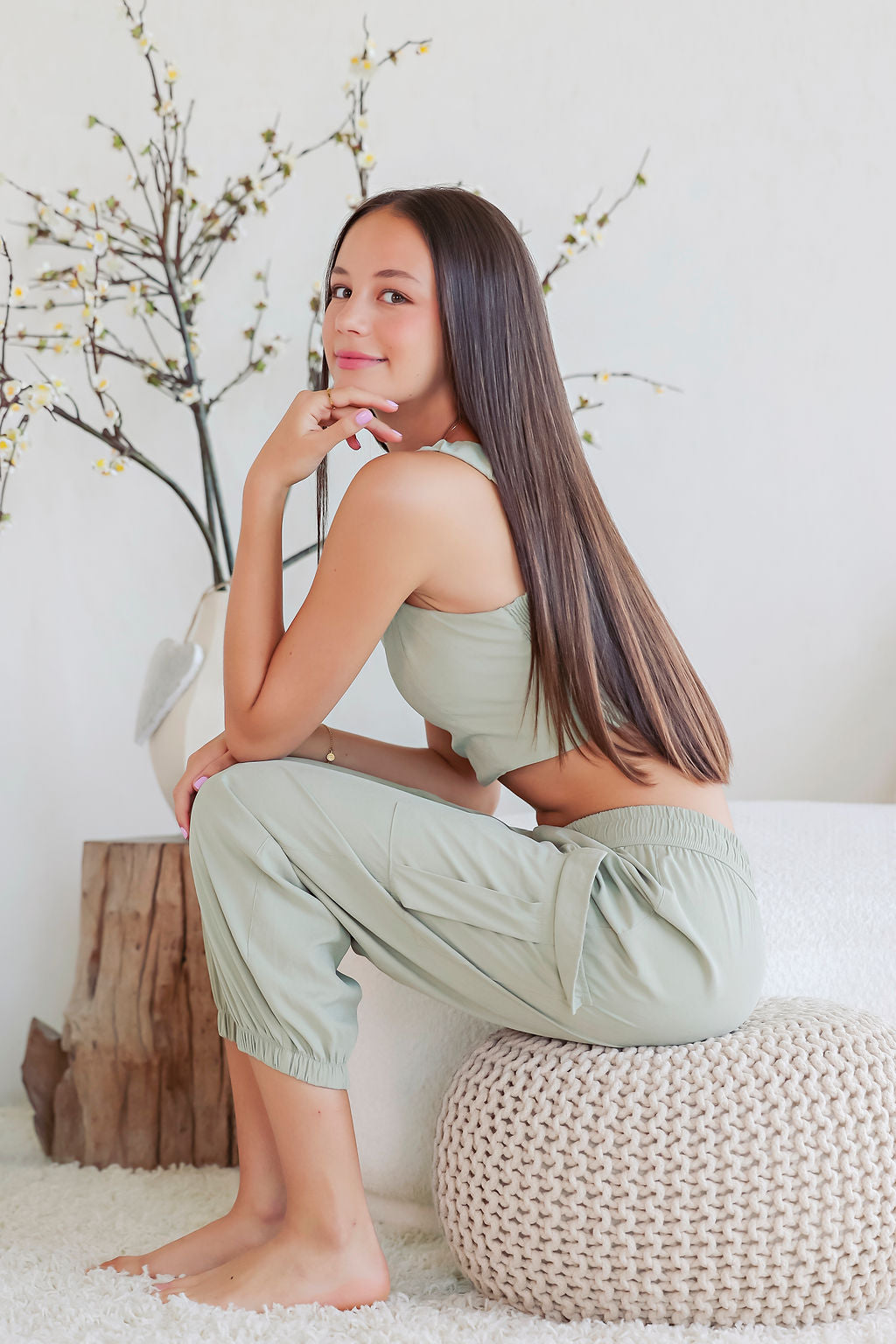 Conjunto de top y pantalón verde