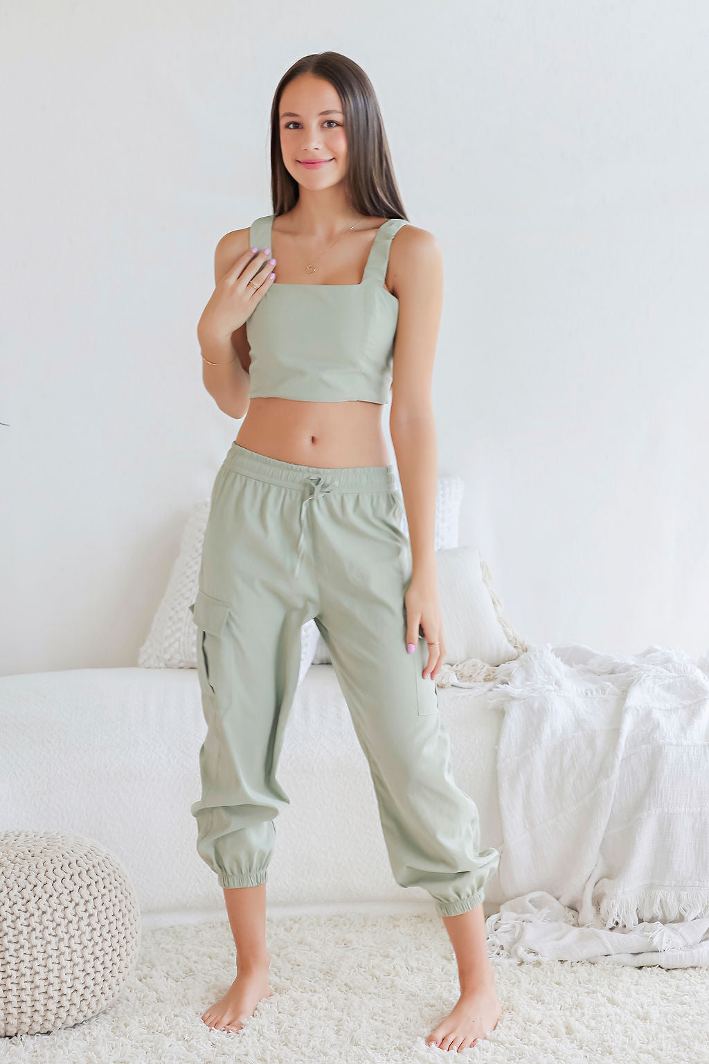 Conjunto de top y pantalón verde