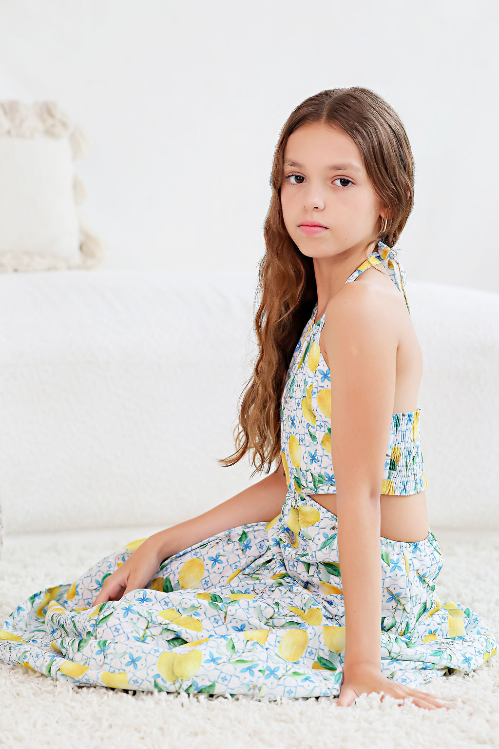 Vestido de limón para niña y jóvenes