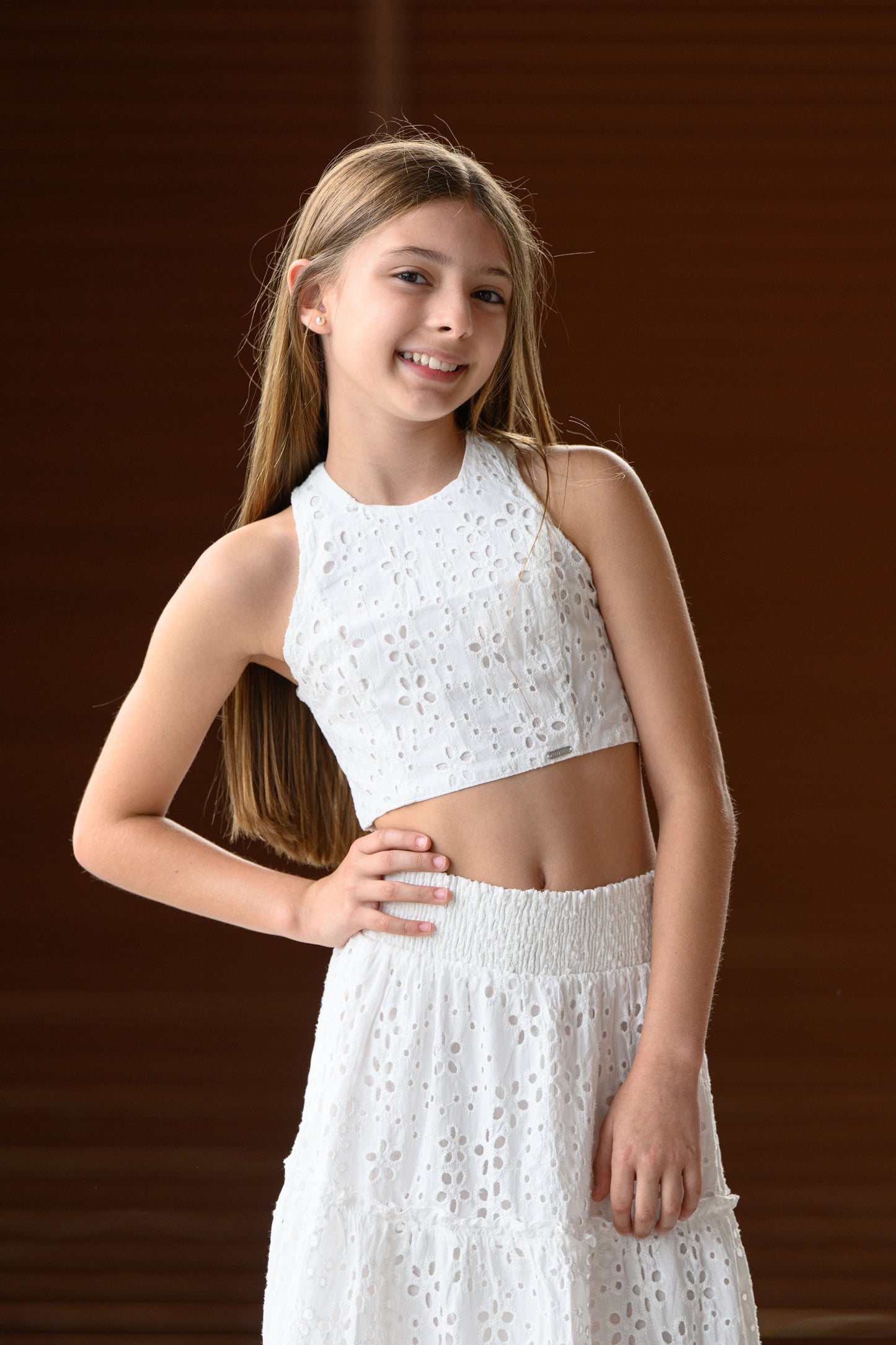 Set de enagua y crop top blanco