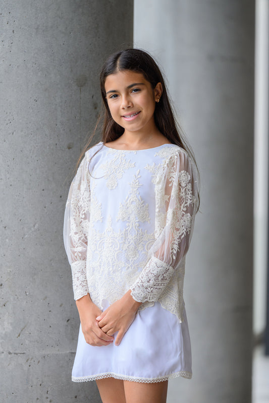 Vestido Beige Bordado