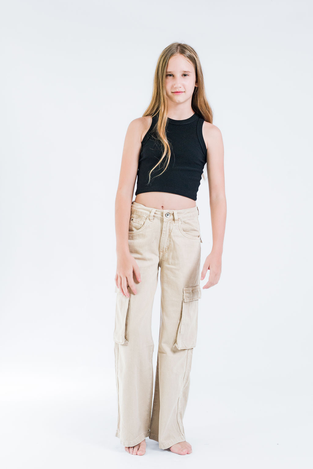 Pantalón cargo beige para niñas y jóvenes