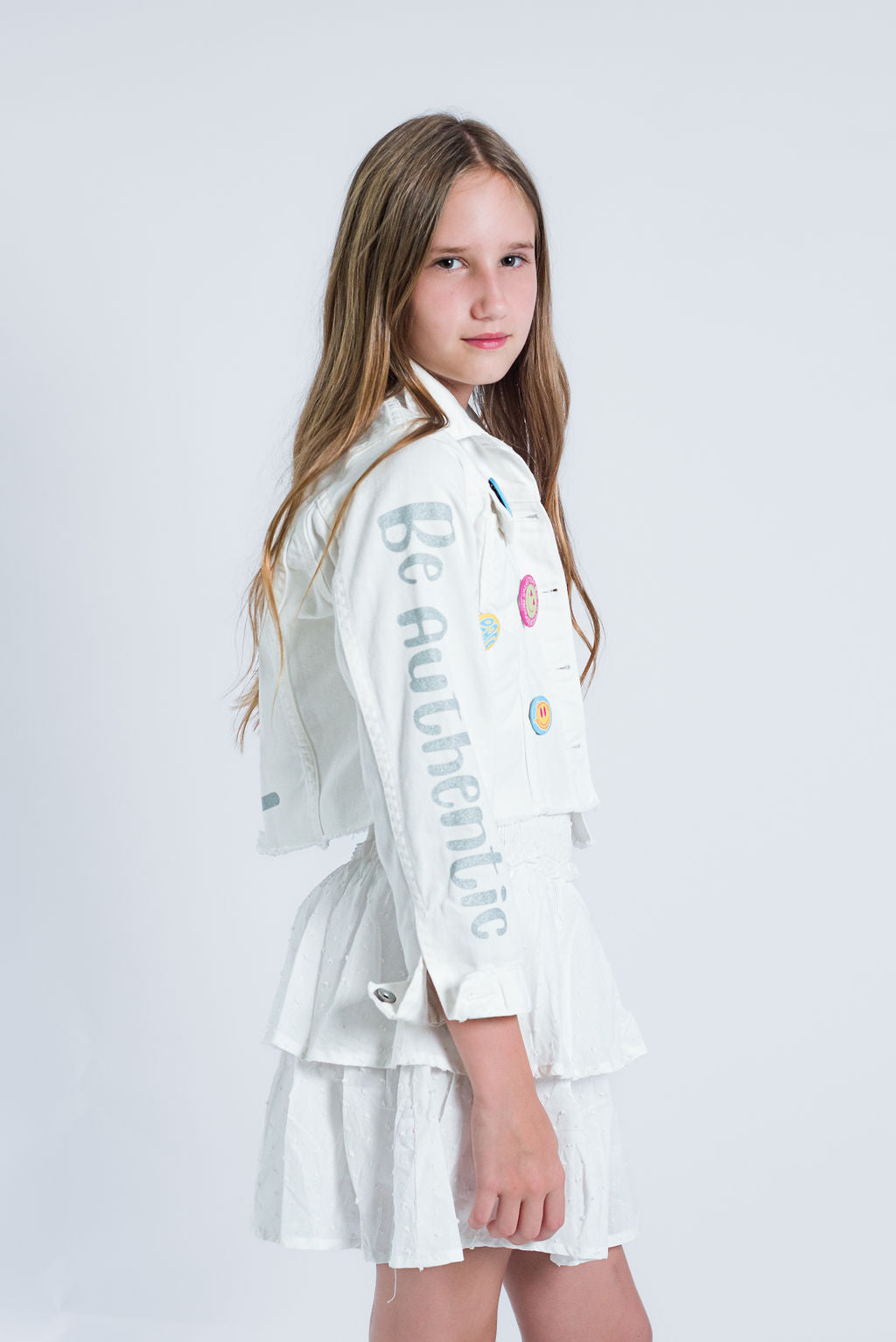 Jacket blanca "Be Authentic" para niñas y jóvenes